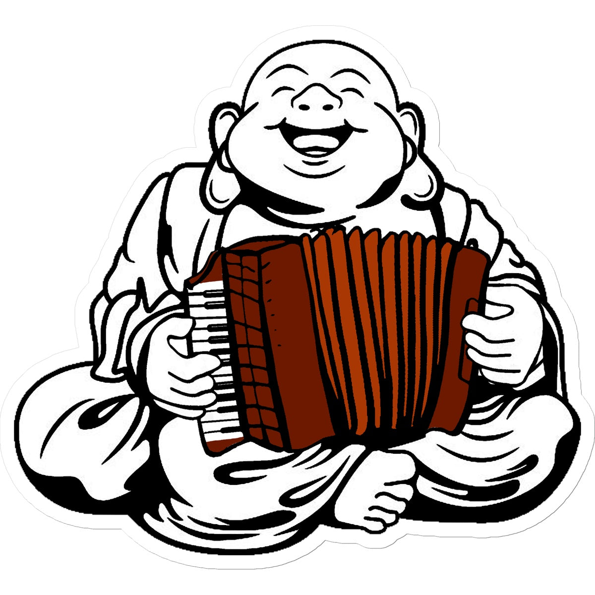 Accordion Playing  Buddha Sticker