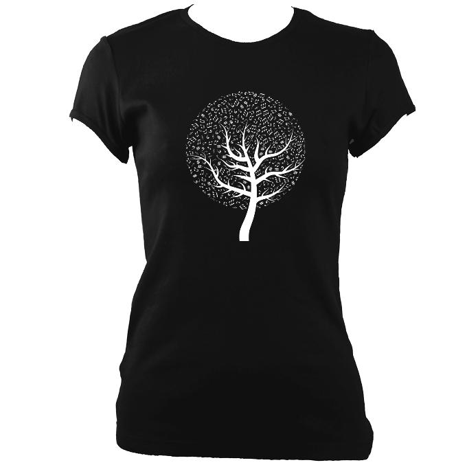 Musical Notes Tree Ladies Fitted T-shirt