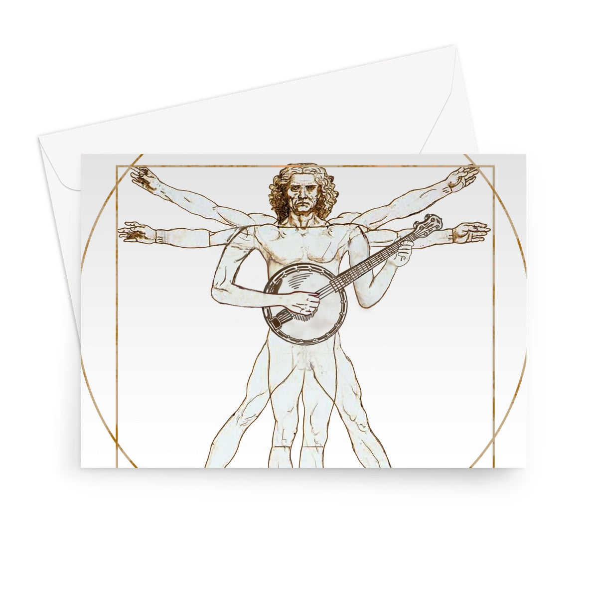 Da Vinci Vitruvian Man Banjo Greeting Card