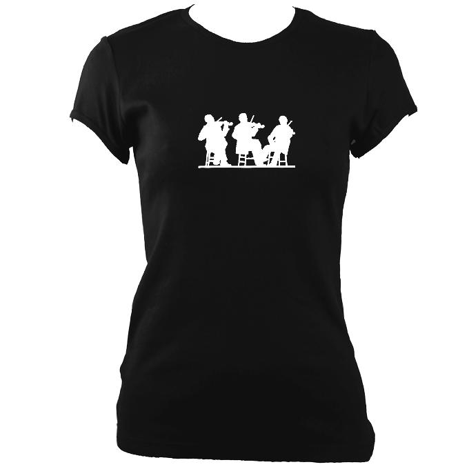 Three Fiddlers Ladies Fitted T-shirt