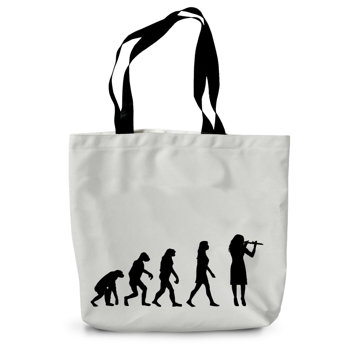 Evolution of Female Flute Player Canvas Tote Bag