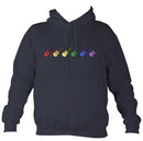 Rainbow Coloured Row of Guitars Hoodie-Hoodie-Denim-Mudchutney