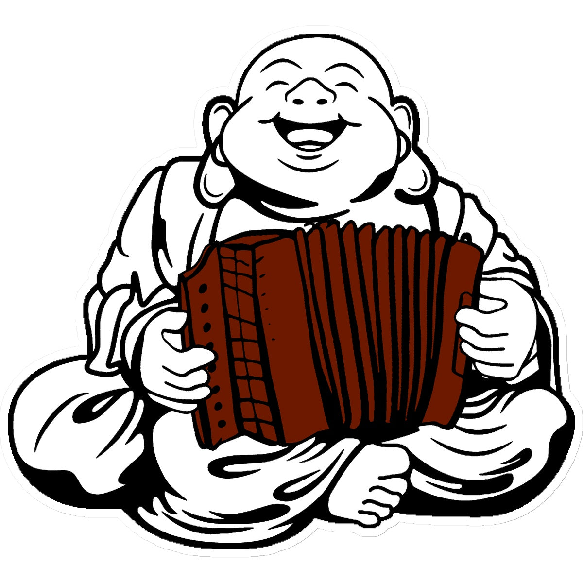 Melodeon Playing Buddha Sticker