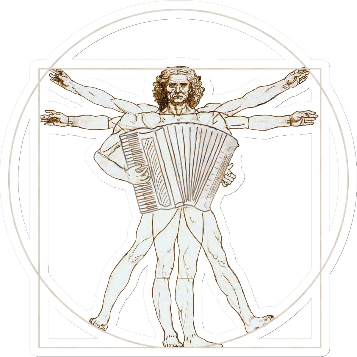 Da Vinci Vitruvian Man Accordion Sticker