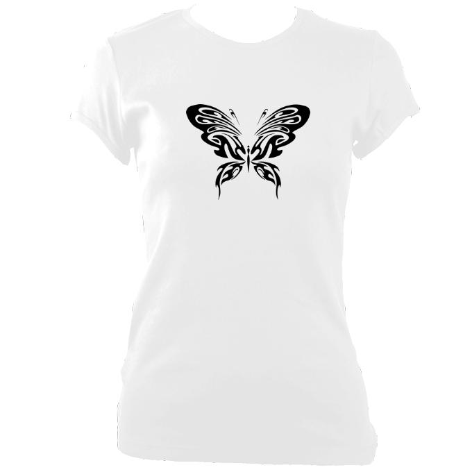 Ladies Ornate Butterfly Design Fitted T-shirt