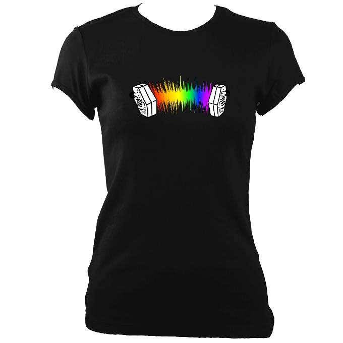 Rainbow Sound Wave Concertina Ladies Fitted T-shirt