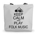 Keep Calm & Play Folk Music Canvas Tote Bag
