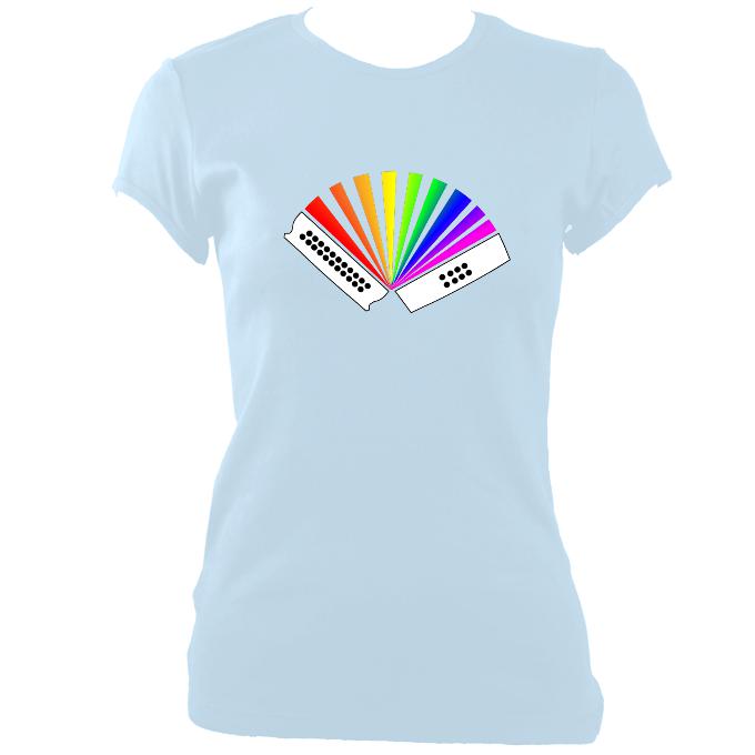 update alt-text with template Rainbow Melodeon Ladies Fitted T-shirt - T-shirt - Light Blue - Mudchutney